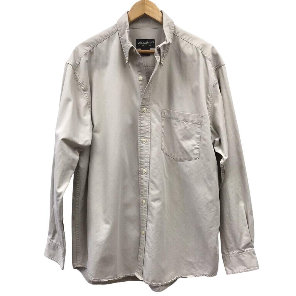 Eddie Bauer Shirt Mens Medium Cotton Beige